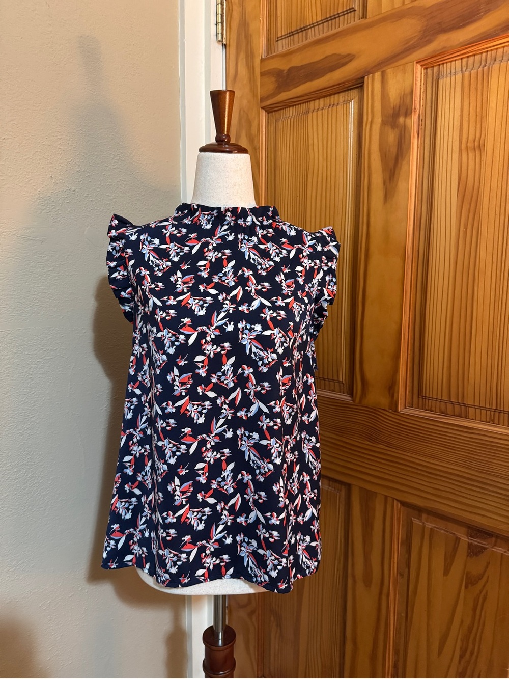 Laundry By Shelli Segal Navy Floral Ruffle Sleeve Top for Girls